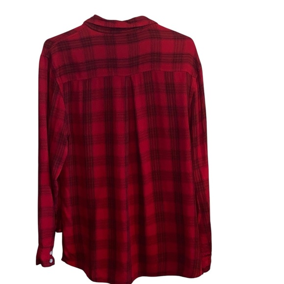 Mossimo Red Plaid Collared Faux wrap Fall Holiday cabincore button down shirt - Picture 6 of 6
